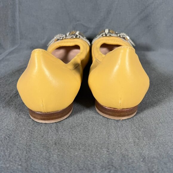 AGL Attilio Giusti Leombruni Yellow Snakeskin Cap Toe Ballet Flats 37 7 - Picture 5 of 6